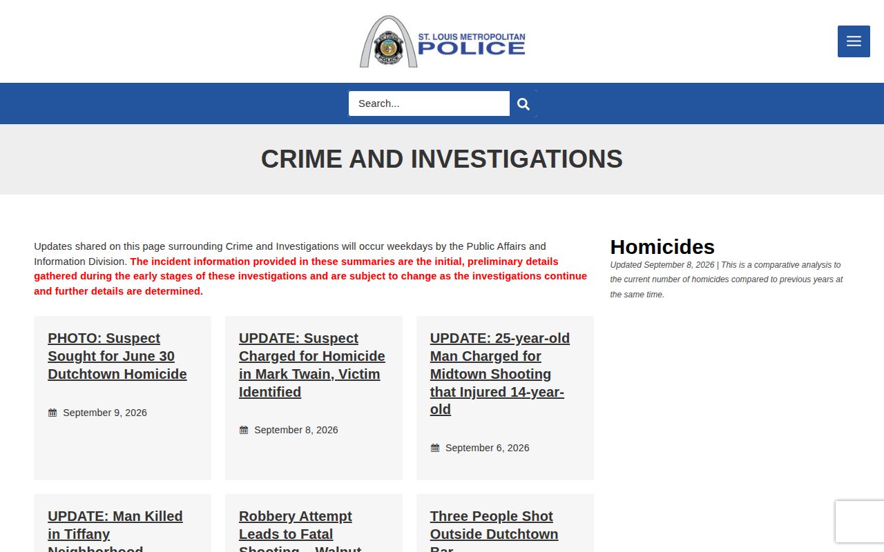 SLMPD Crime and Investigations releases