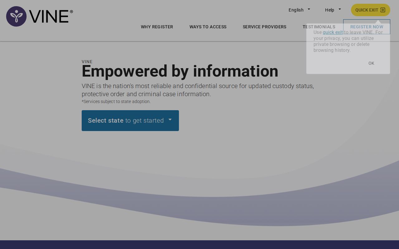 VINELink custody search entry page for Missouri