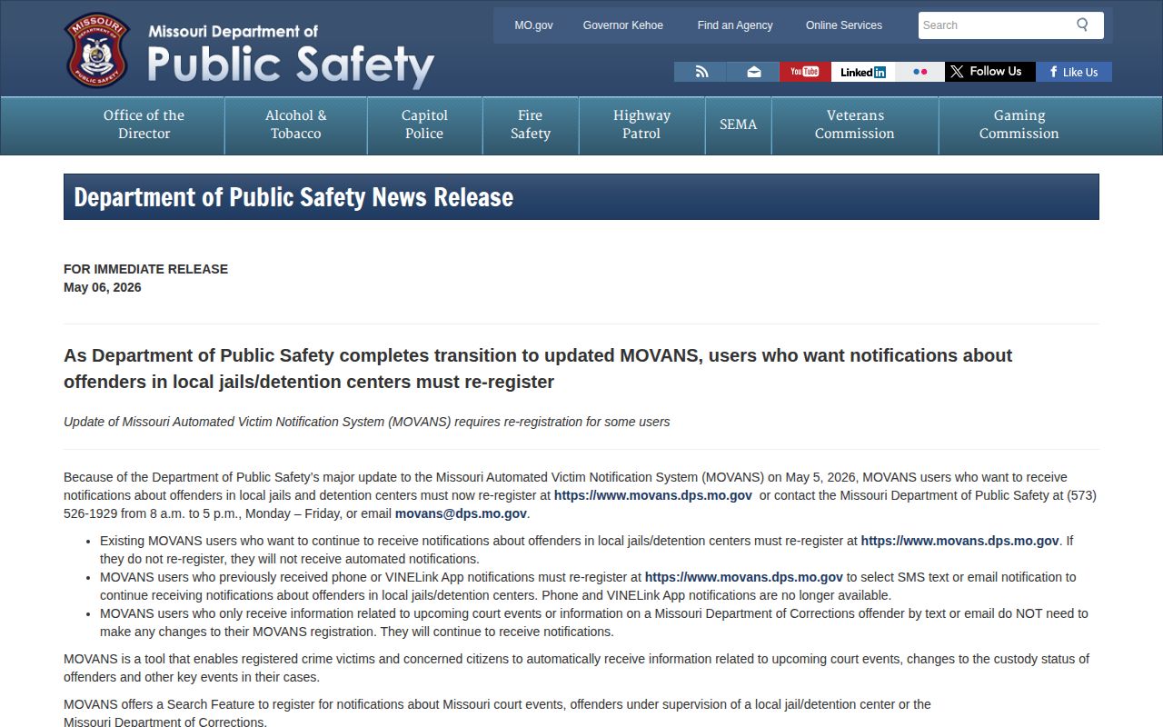 Missouri DPS MOVANS update