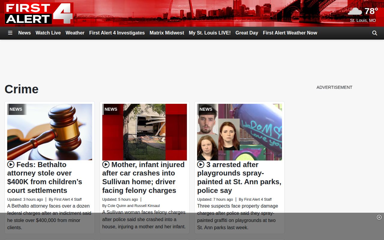 First Alert 4 St. Louis metro crime news section